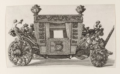 Seitenansicht der zweiten Kutsche von Lord Castelmaine, gebaut 1686 von Andrea Cornely nach seinem eigenen Entwurf von Giovanni Battista Lenardi